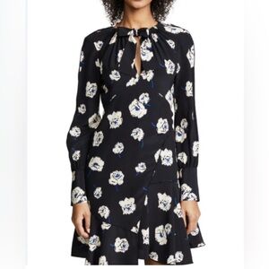 Derek Lam 10 Crosby 100% Silk Long Sleeve Winter Floral Dress Size 6